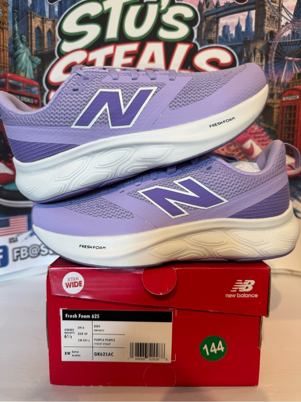New Balance Fresh Foam 625 Lavender Running Shoes Wide 6.5Y/8W